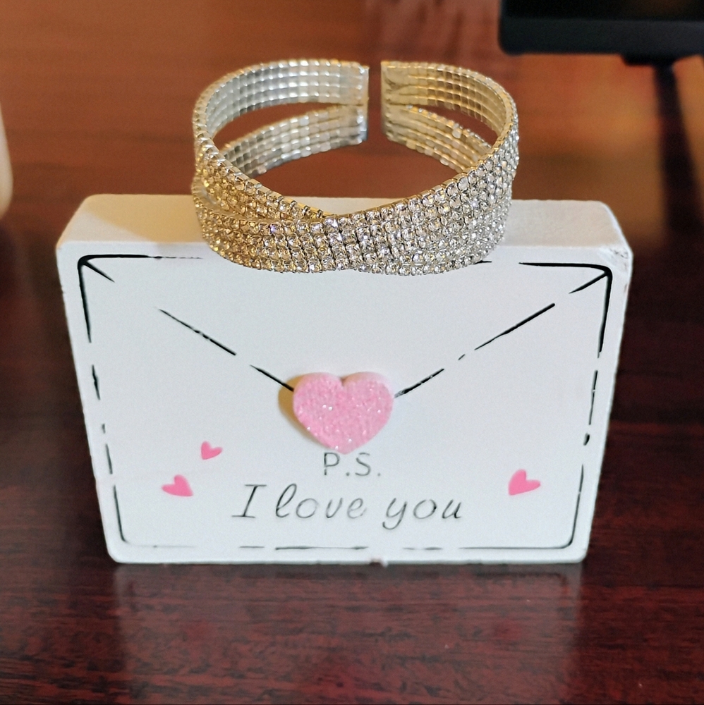 Elegant Pave Rhinestone One-Size Bracelet Cuff
